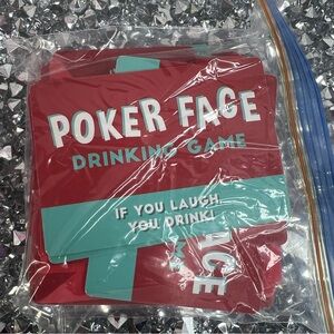 Poker Face Drinking Game Cards - Red & Teal